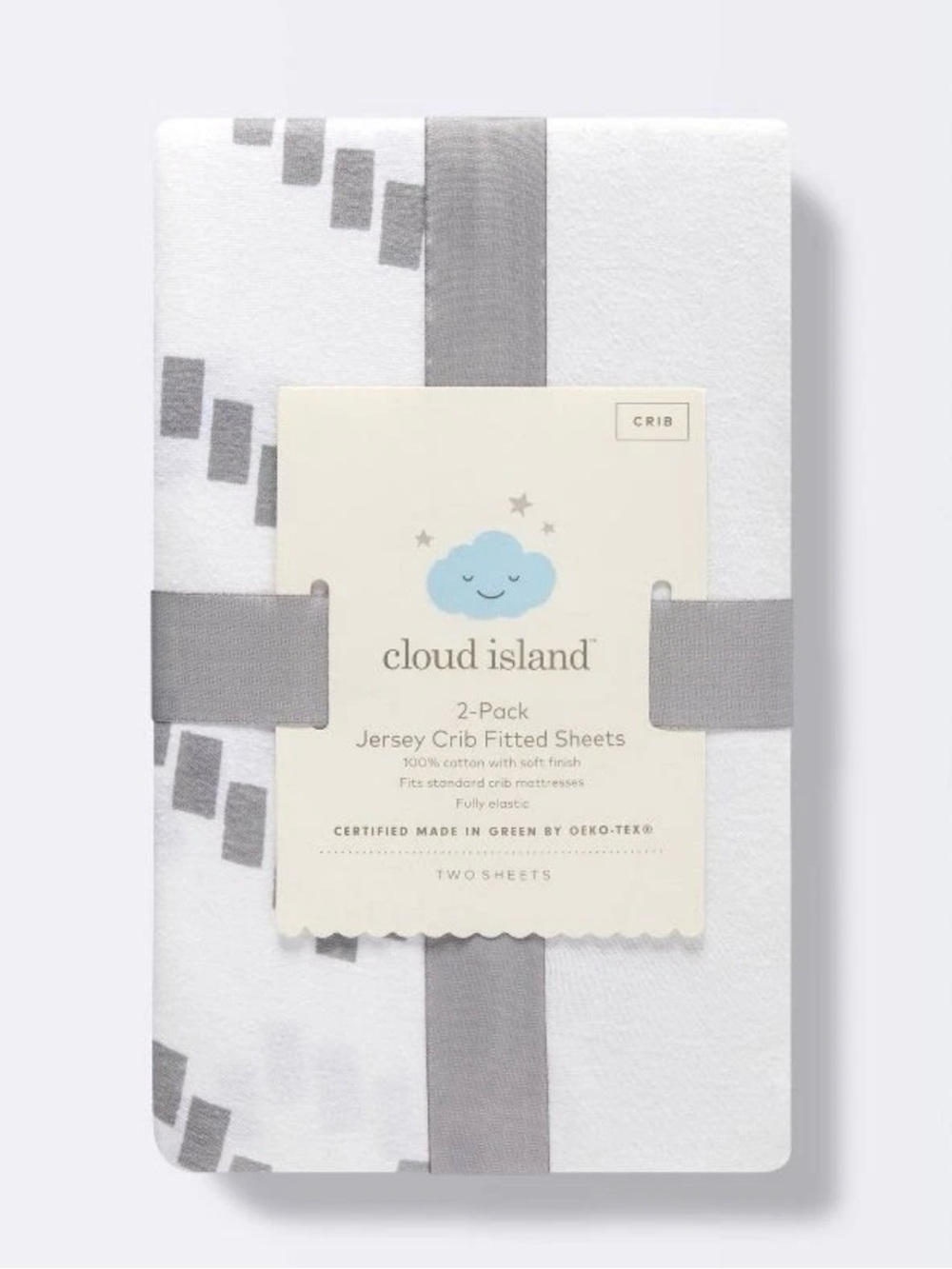 Cloud Island White & Gray Jersey Crib Sheets - 2 Pack